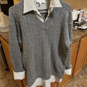 Gray Cable Knit Sweater Dress by Raisonnel